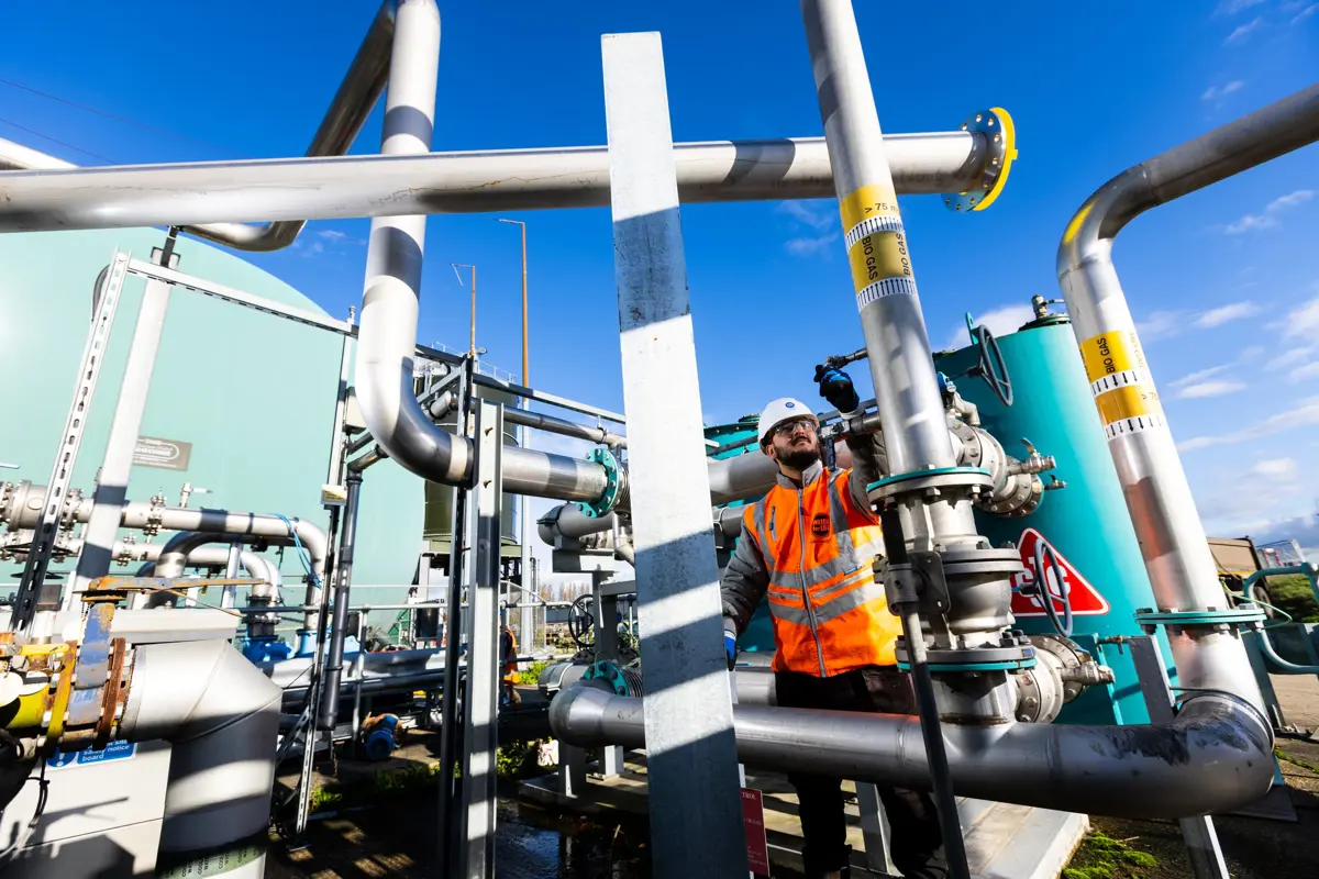 Asian man working at a Southern Water treatment plant