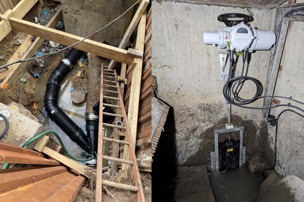 New and improved pipework and the smart sewer gate installed at Terminus Road