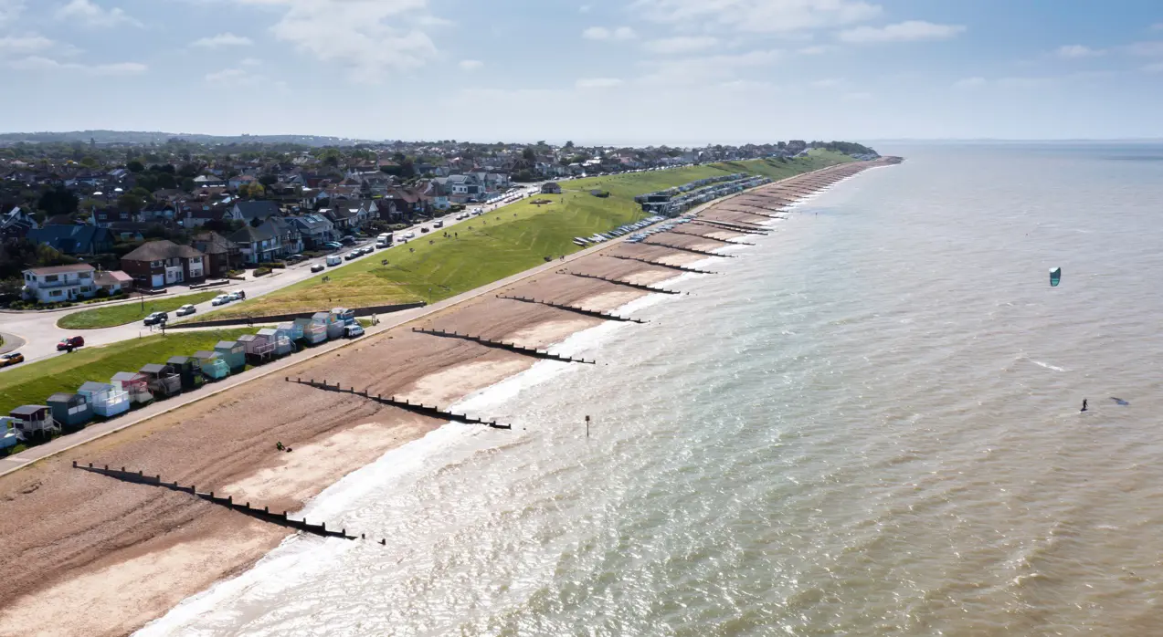 A landscape shot of the coastline